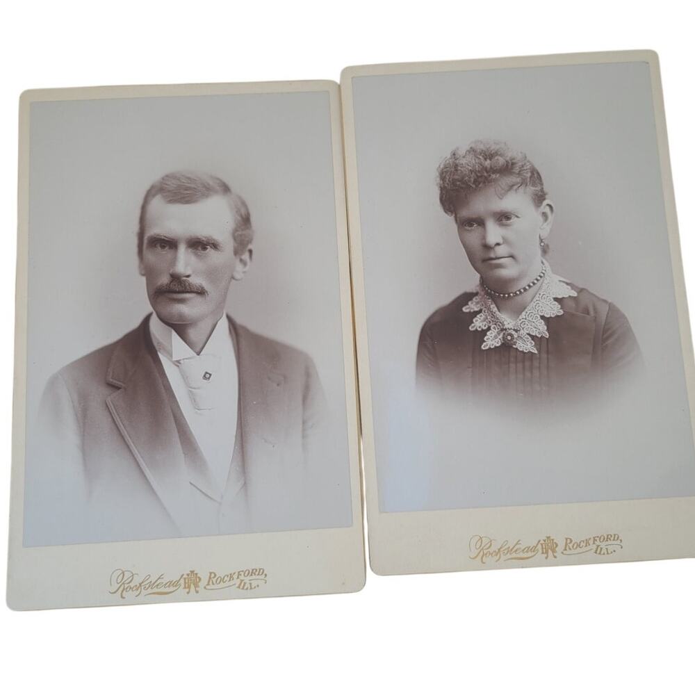 Antique Cabinet Card Photos Couple Portrait Illinois Victorian Ephemera‎ couple